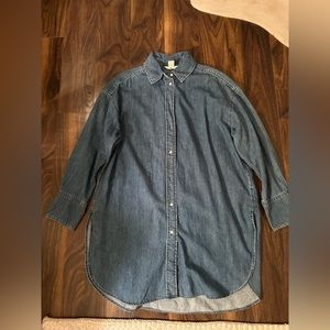 H&M Oversized Denim Shirt Dress-Size Small